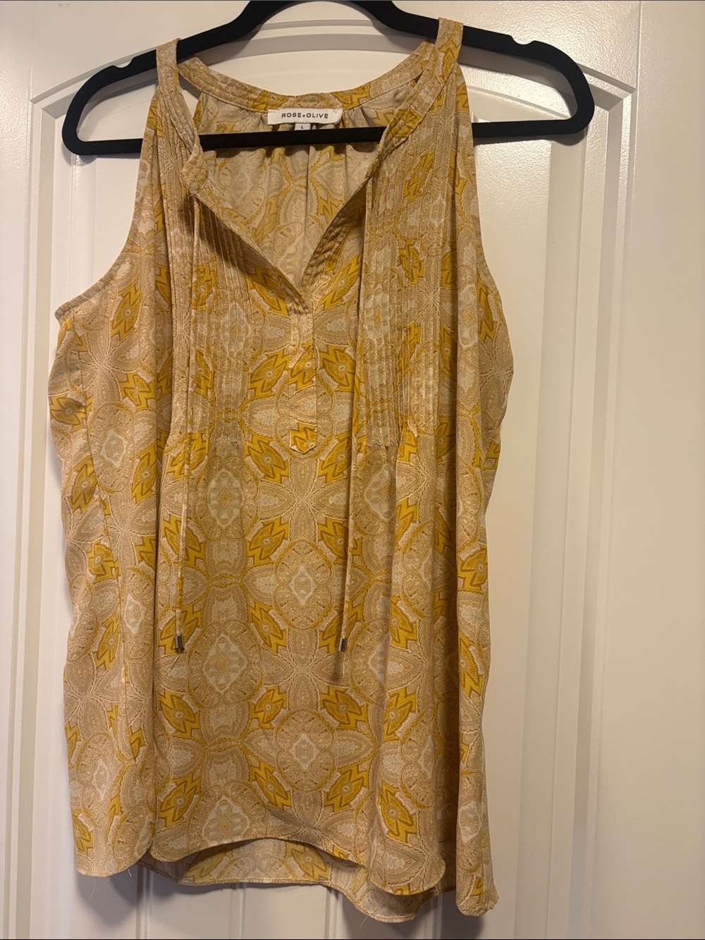 Rose + Olive Mustard Yellow Patterned blouse